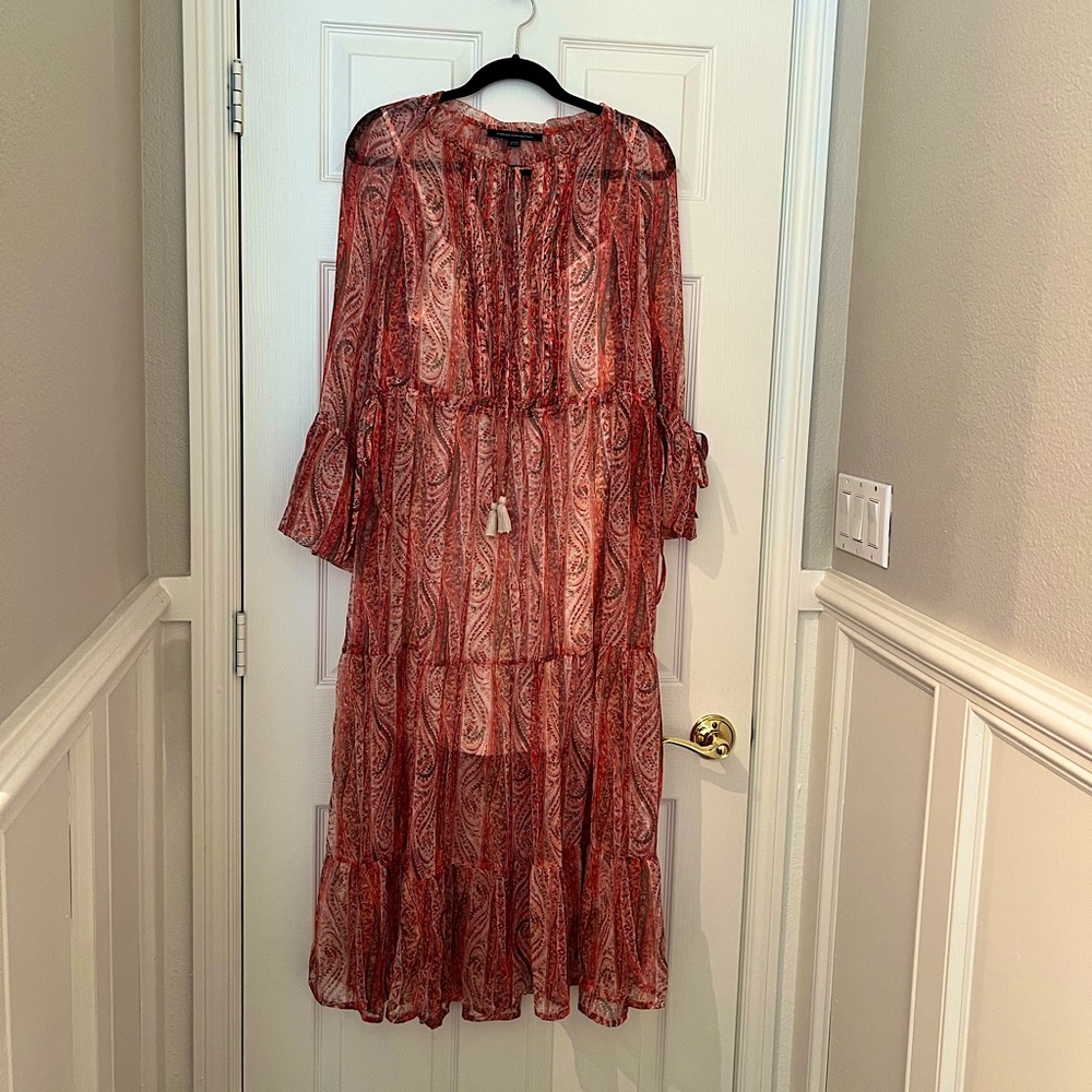 French Connection Maxi Chiffon Paisley Dress Boho Sz 6